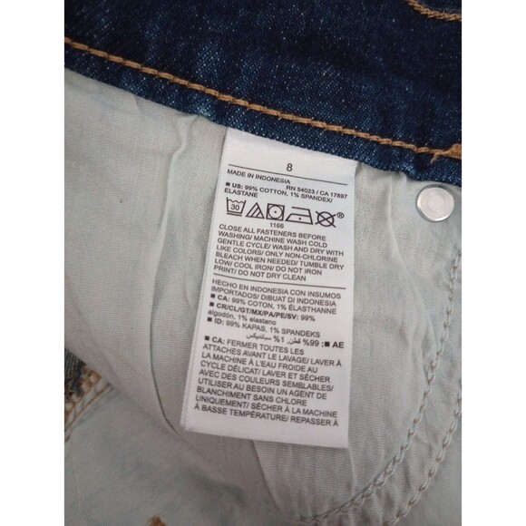 Old Navy Blue Denim Higher High Rise Sky-Hi A-line  Button Fly Shorts size 8 - Picture 7 of 9